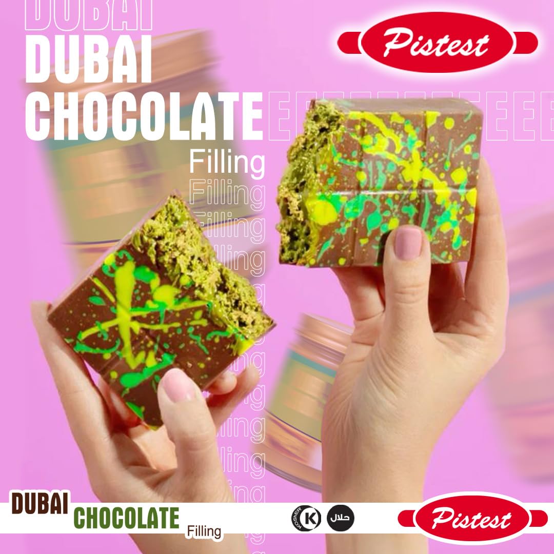 Dubai Pistachio Chocolate Bar Filling – Premium Pistachio Cream with Crispy Kataifi | Viral Candy Ingredient & Gourmet Dessert Spread – 8.8 oz - Image 7