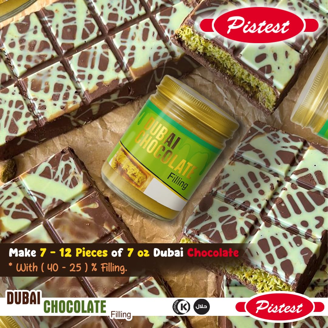 Dubai Pistachio Chocolate Bar Filling – Premium Pistachio Cream with Crispy Kataifi | Viral Candy Ingredient & Gourmet Dessert Spread – 8.8 oz - Image 8