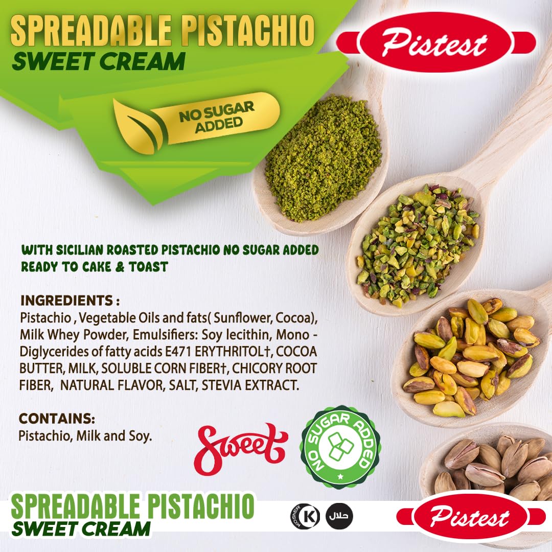 Spreadable pistachio - Sweet Pistachio Cream Spread – No Sugar Added, No Palm Oil, High Fiber, Keto Friendly, High Protein, Gluten-Free (21.2 oz) - Image 3