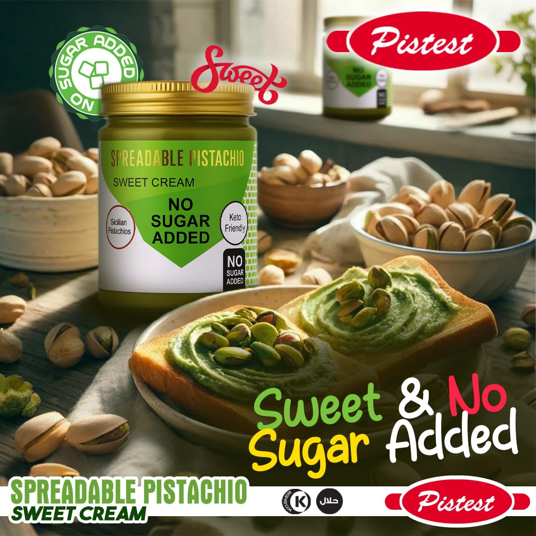 Spreadable pistachio - Sweet Pistachio Cream Spread – No Sugar Added, No Palm Oil, High Fiber, Keto Friendly, High Protein, Gluten-Free (21.2 oz) - Image 4