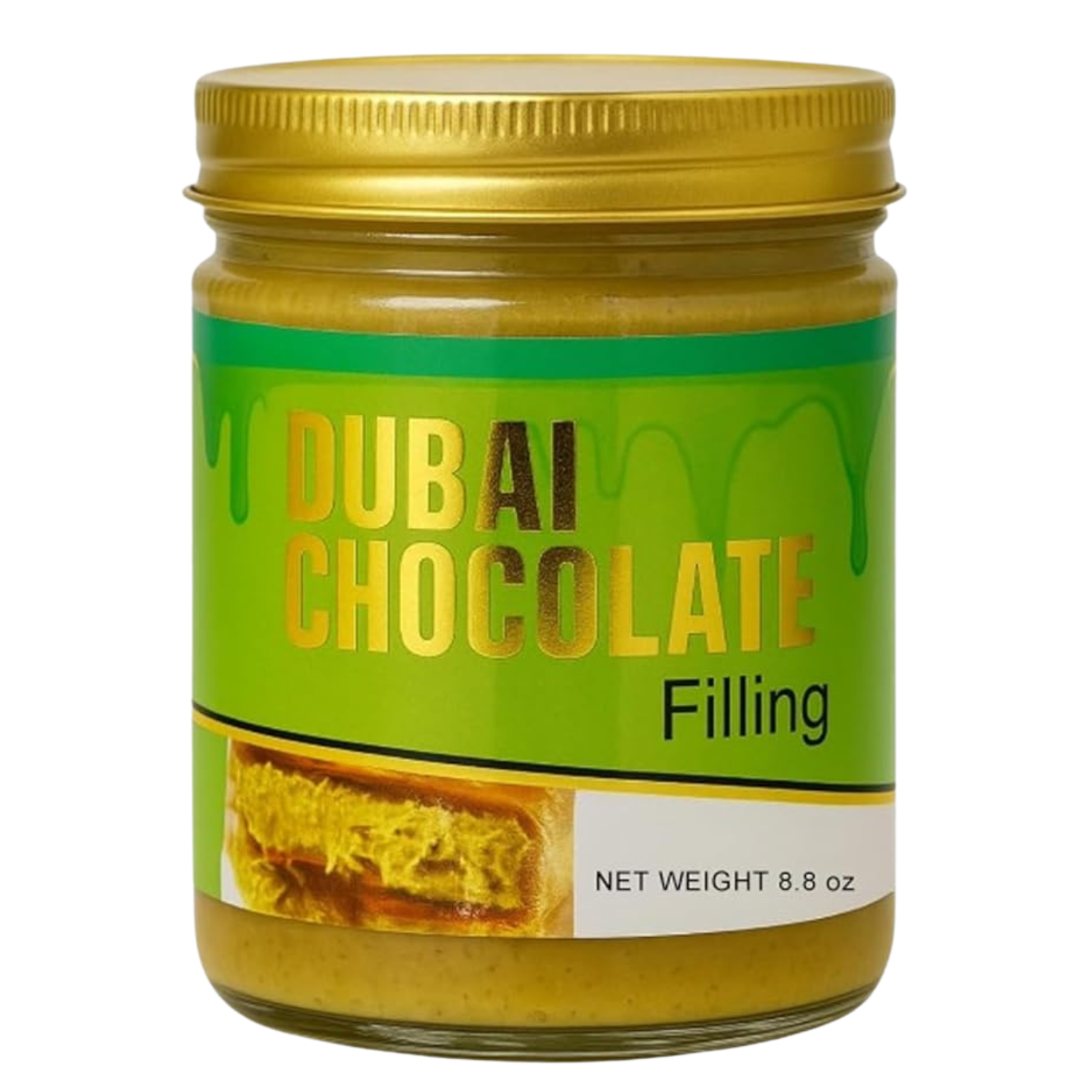 Dubai Pistachio Chocolate Bar Filling – Premium Pistachio Cream with Crispy Kataifi | Viral Candy Ingredient & Gourmet Dessert Spread – 8.8 oz