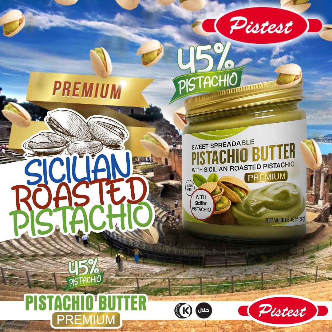 Sweet Spreadable – Premium Pistachio 45% Butter Spread with Roasted Sicilian Pistachios - 21.2 oz (600g) - Gluten-Free – Creamy Pistachio Filling for Knafeh, Desserts, and Pastries - Image 4