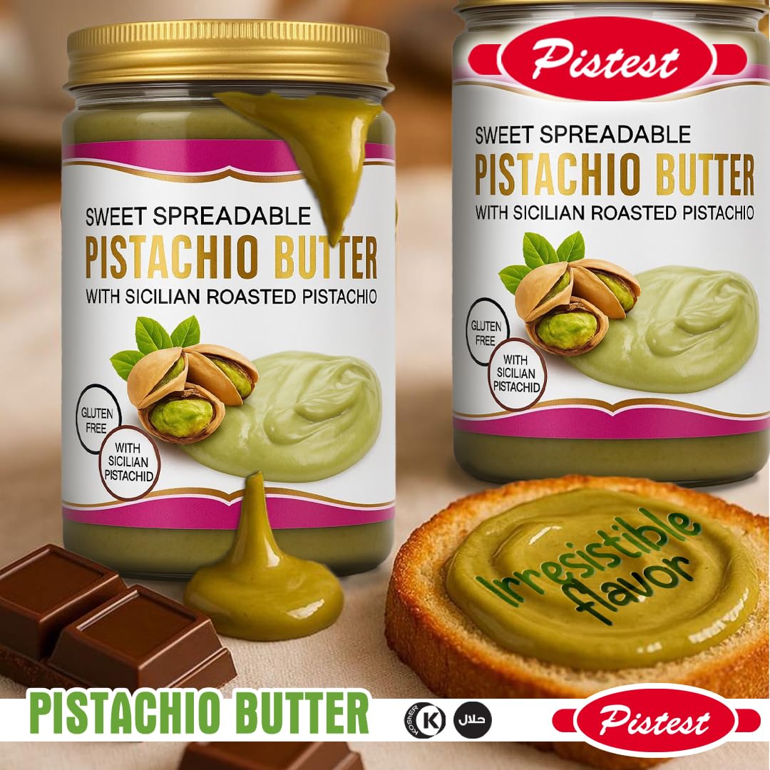 Sweet Spreadable - Sweet Pistachio Butter Spread 2.4 Pound– Made with Roasted Sicilian Pistachios, Gluten-Free – Creamy Pistachio Spread for Knafeh, Desserts, Pastries, and More - 1090g - Image 5