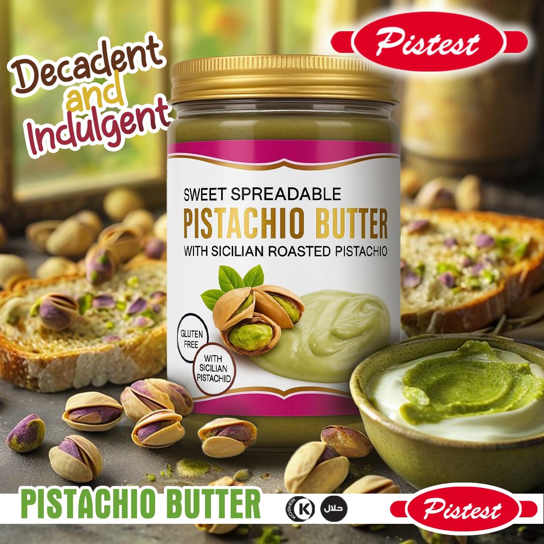 Sweet Spreadable - Sweet Pistachio Butter Spread 2.4 Pound– Made with Roasted Sicilian Pistachios, Gluten-Free – Creamy Pistachio Spread for Knafeh, Desserts, Pastries, and More - 1090g - Image 4