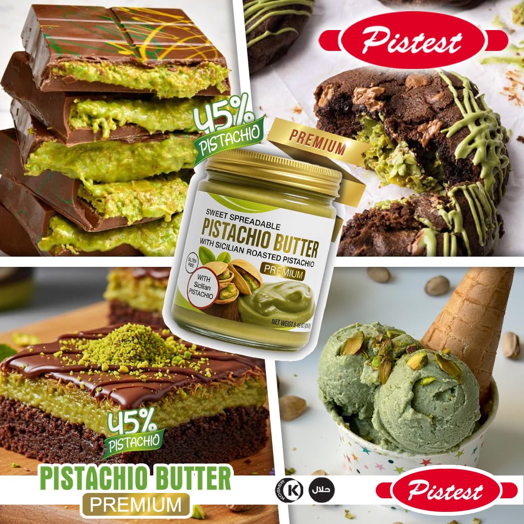 Sweet Spreadable – Premium Pistachio 45% Butter Spread with Roasted Sicilian Pistachios - 21.2 oz (600g) - Gluten-Free – Creamy Pistachio Filling for Knafeh, Desserts, and Pastries - Image 3