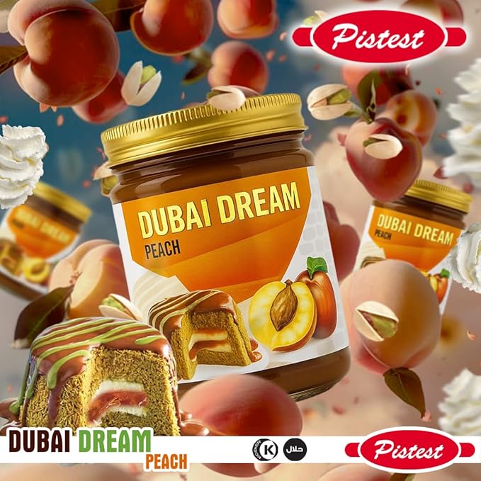 Dubai Dream – Chocolate Pistachio with Peach Cream Filling, Kunafa Crunch & Double Chocolate Coating – Gourmet Treat & Snack – 200g/7.05 oz - Image 4