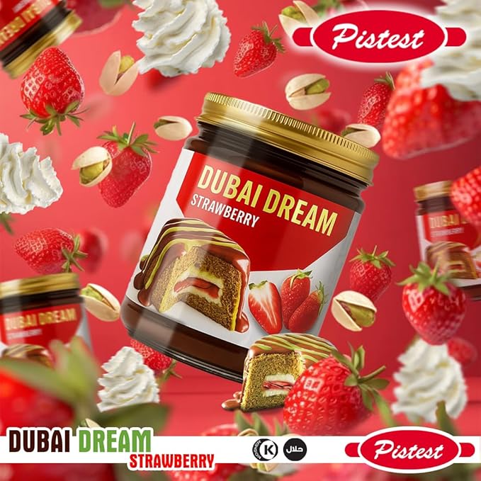 Dubai Dream – Dubai Chocolate Pistachio with Strawberry Cream Filling, Kunafa Crunch, and Double Chocolate Coating – Treat, Snack, Dessert, High Protein Gourmet Dubai Dessert – 200g/7.05 oz - Image 4