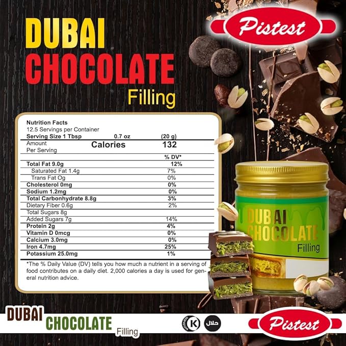 Dubai Pistachio Chocolate Bar Filling – Premium Pistachio Cream with Crispy Kataifi | Viral Candy Ingredient & Gourmet Dessert Spread – (35 oz) - Image 2