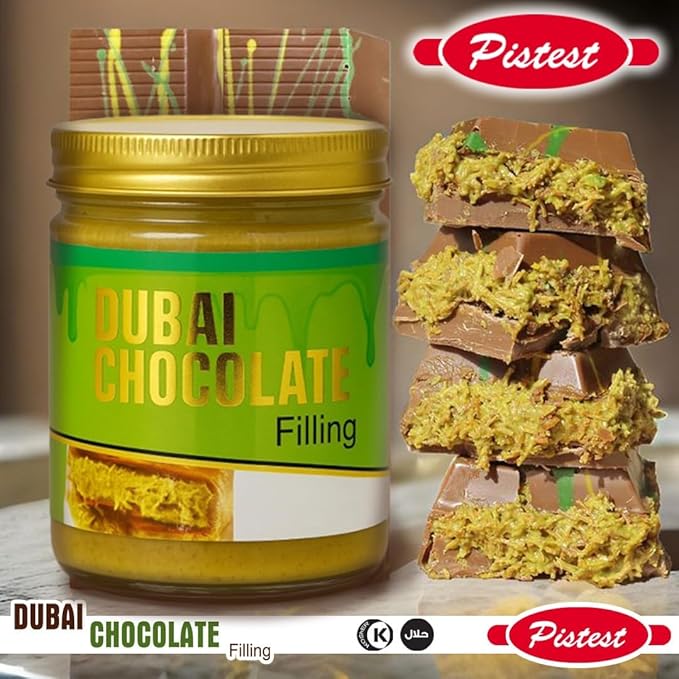 Dubai Pistachio Chocolate Bar Filling – Premium Pistachio Cream with Crispy Kataifi | Viral Candy Ingredient & Gourmet Dessert Spread – (35 oz) - Image 3