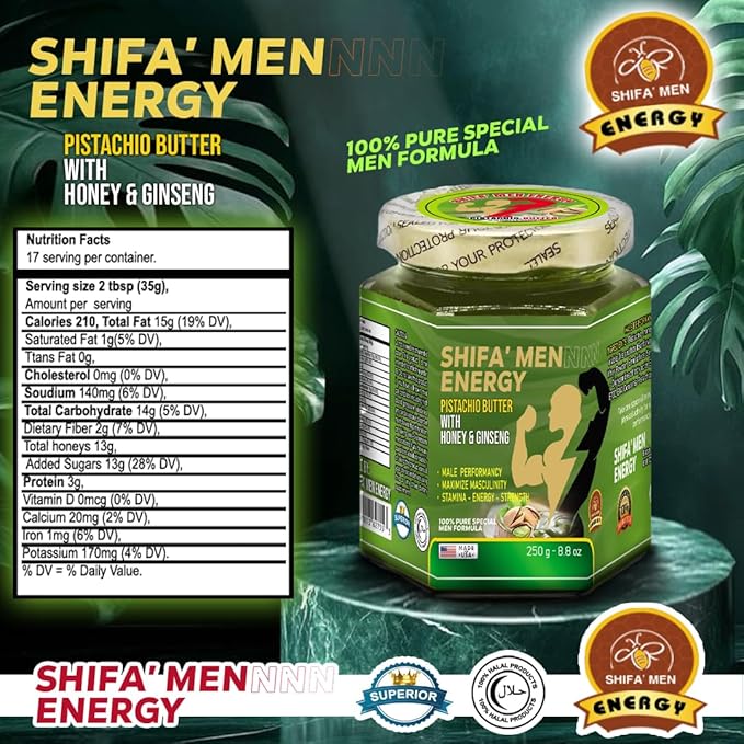 Restivo Shifa Pistachio Butter with Honey & Ginseng for Men, 8.8 oz (250g) - Image 3