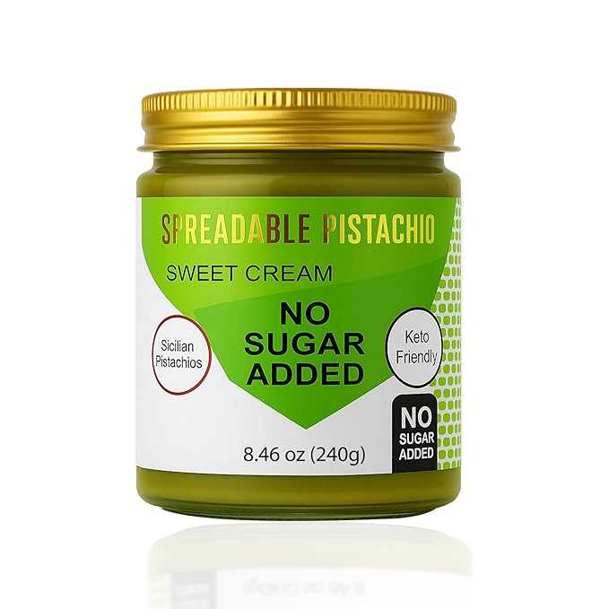 Spreadable pistachio - Sweet Pistachio Cream Spread – No Sugar Added, No Palm Oil, High Fiber, Keto Friendly, High Protein, Gluten-Free (8.46 oz)