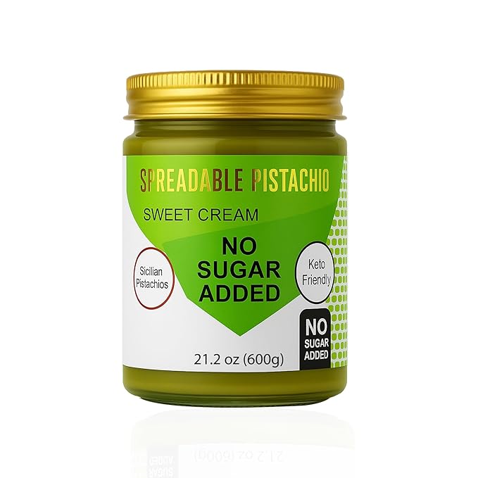 Spreadable pistachio - Sweet Pistachio Cream Spread – No Sugar Added, No Palm Oil, High Fiber, Keto Friendly, High Protein, Gluten-Free (21.2 oz)