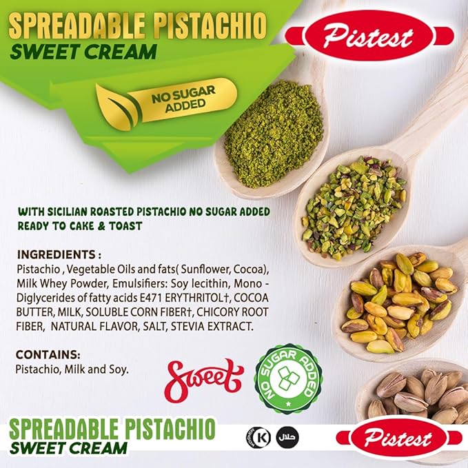 Spreadable pistachio - Sweet Pistachio Cream Spread – No Sugar Added, No Palm Oil, High Fiber, Keto Friendly, High Protein, Gluten-Free (21.2 oz) - Image 3