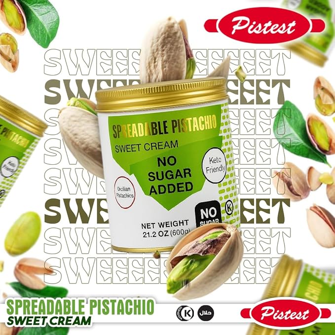 Spreadable pistachio - Sweet Pistachio Cream Spread – No Sugar Added, No Palm Oil, High Fiber, Keto Friendly, High Protein, Gluten-Free (21.2 oz) - Image 6